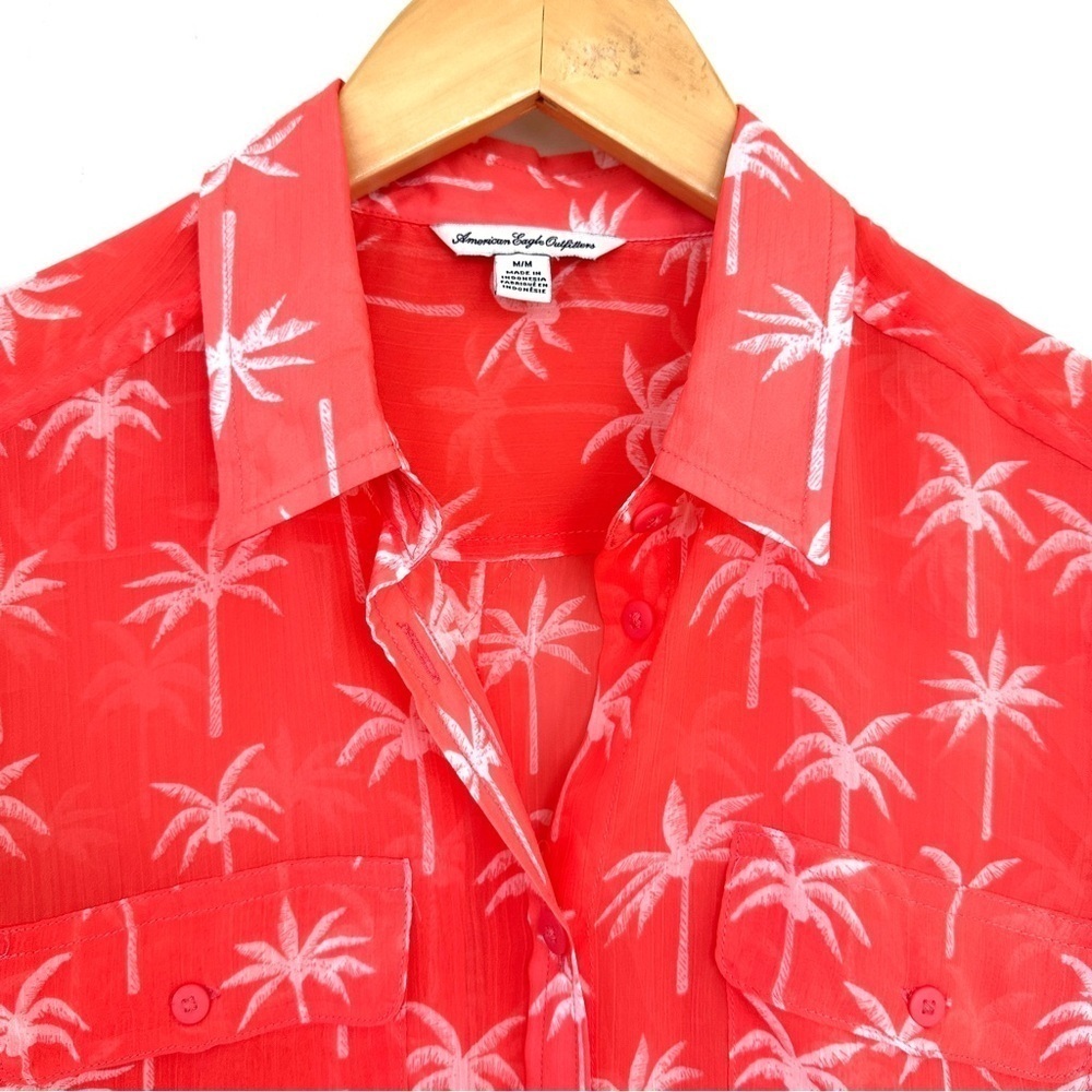 American Eagle Outfitters button down shirt, long sleeves, semi-sheer